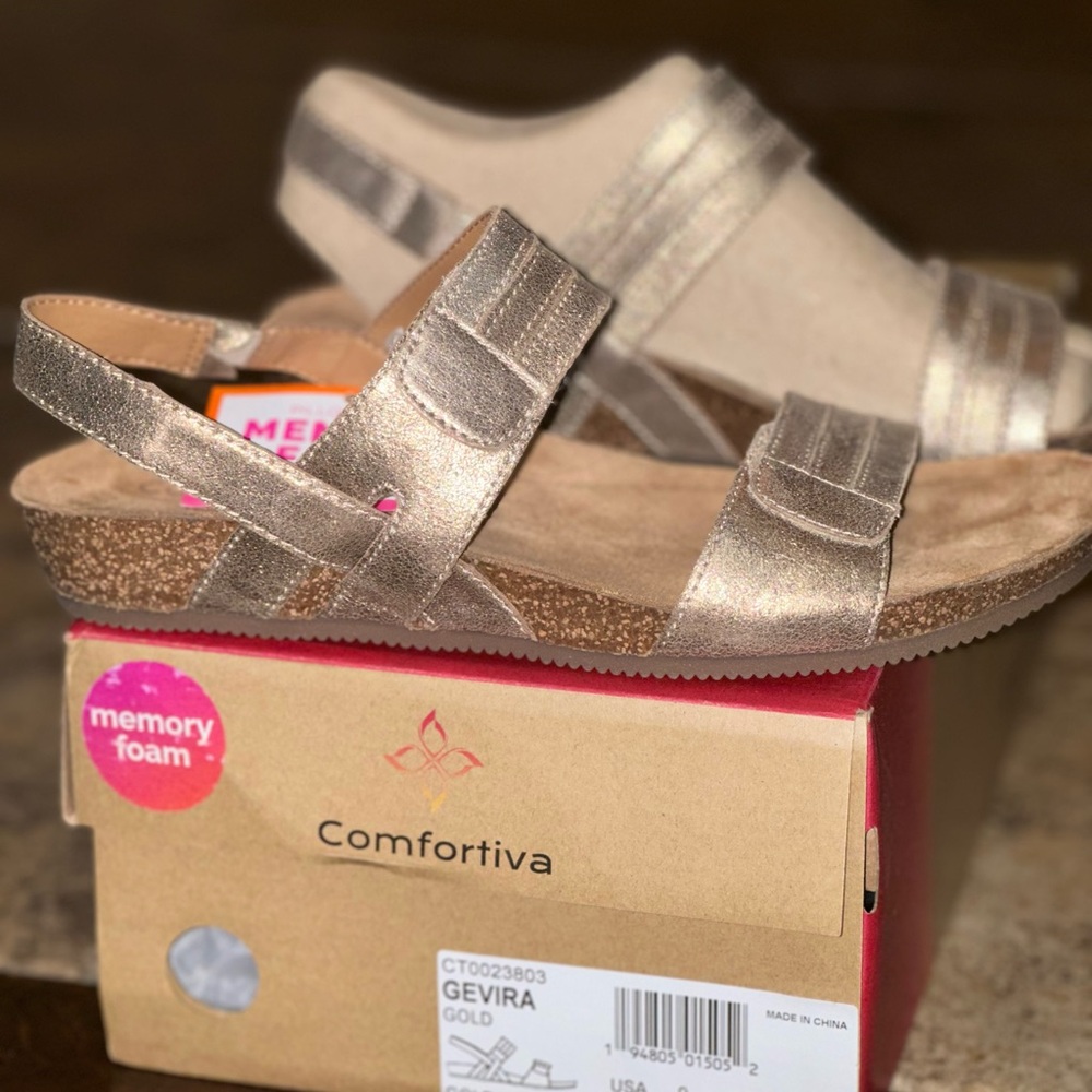 Comfortiva Gevira Gold Footwear NWT